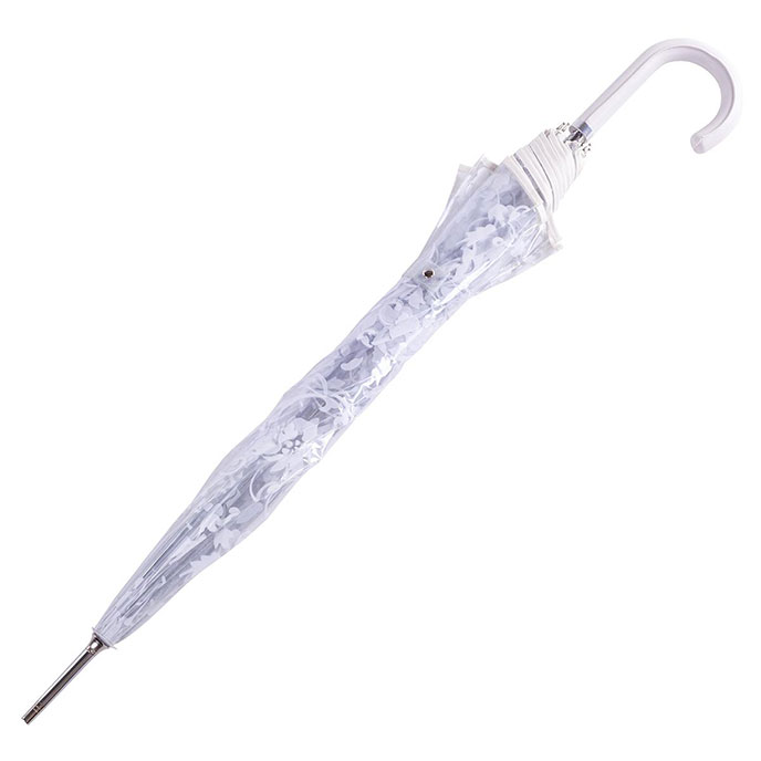 totes® Clear with White Floral Scroll Walker Umbrella   Extra Image 1